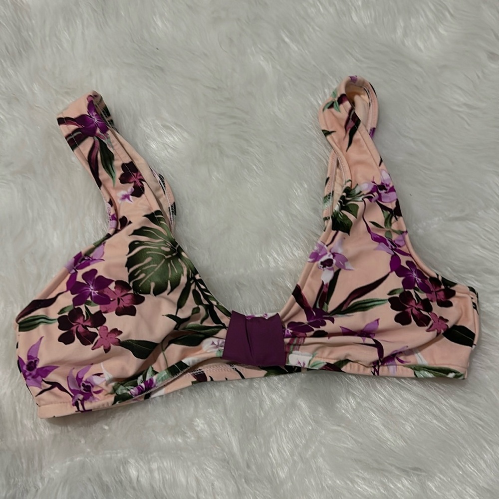 Mossimo pink floral bikini top size medium